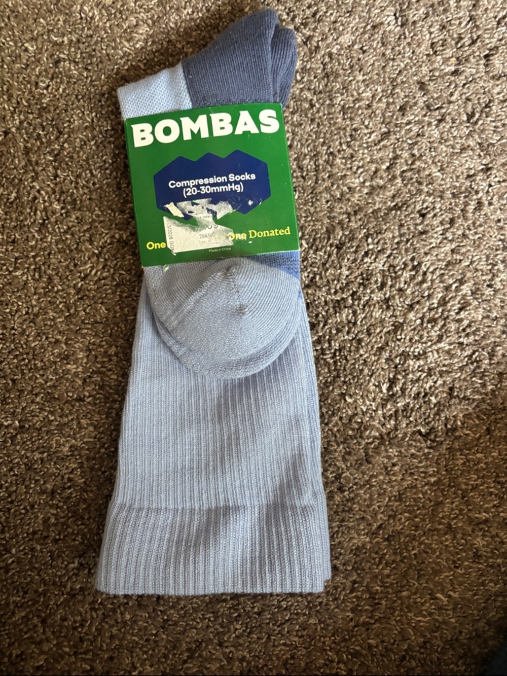 Bombas Light Blue and Navy Compression Socks